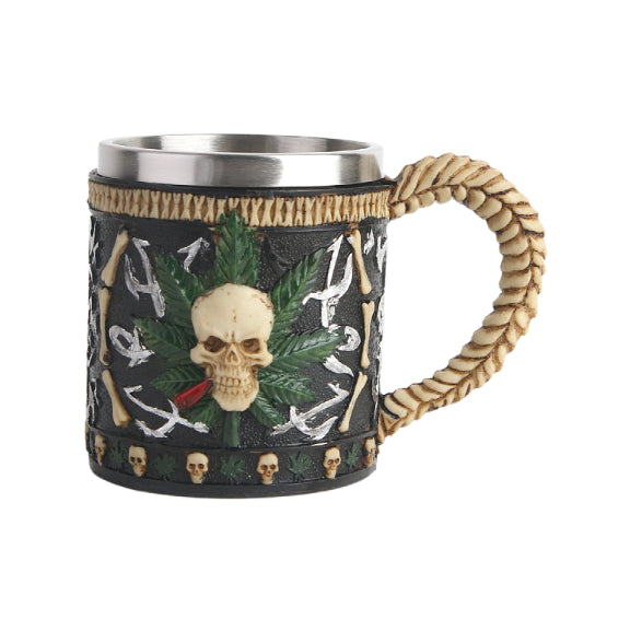 Mark beer mug stainless steel mug skull resin ornament