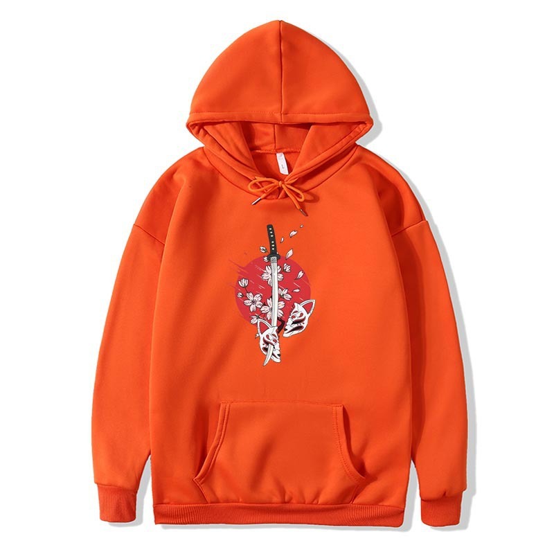 Cartoon anime samurai sword hat printed hoodie printed hoodie