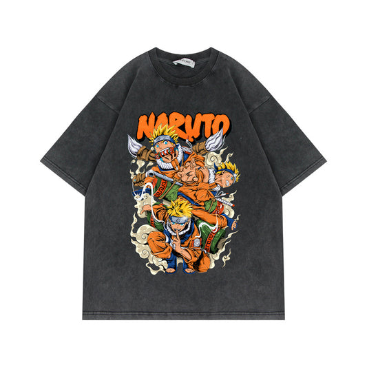 Short Sleeve T Shirt Naruto Anime American Retro Oversize Half Sleeve Cotton T-Shirt