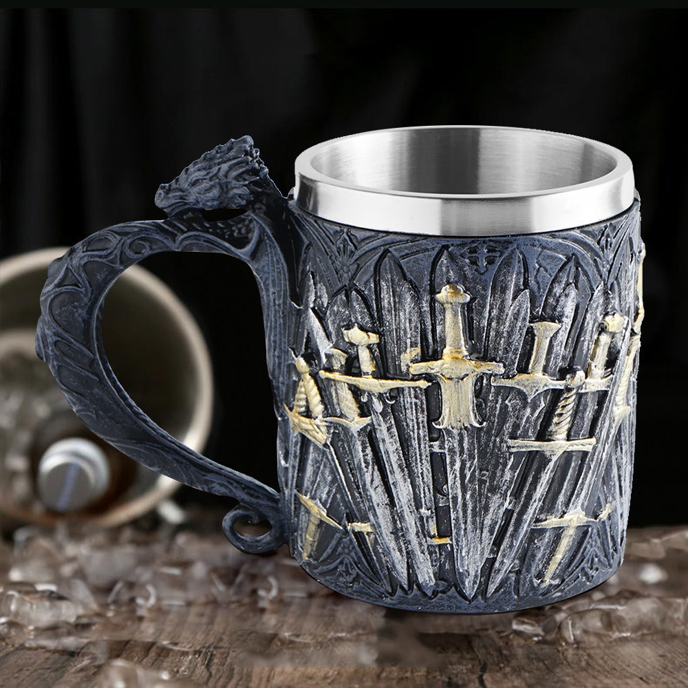 Western Sword Mug Personalized Beer Cup Stainless Steel Whiskey Cup