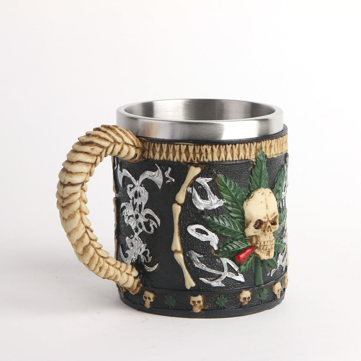 Mark beer mug stainless steel mug skull resin ornament