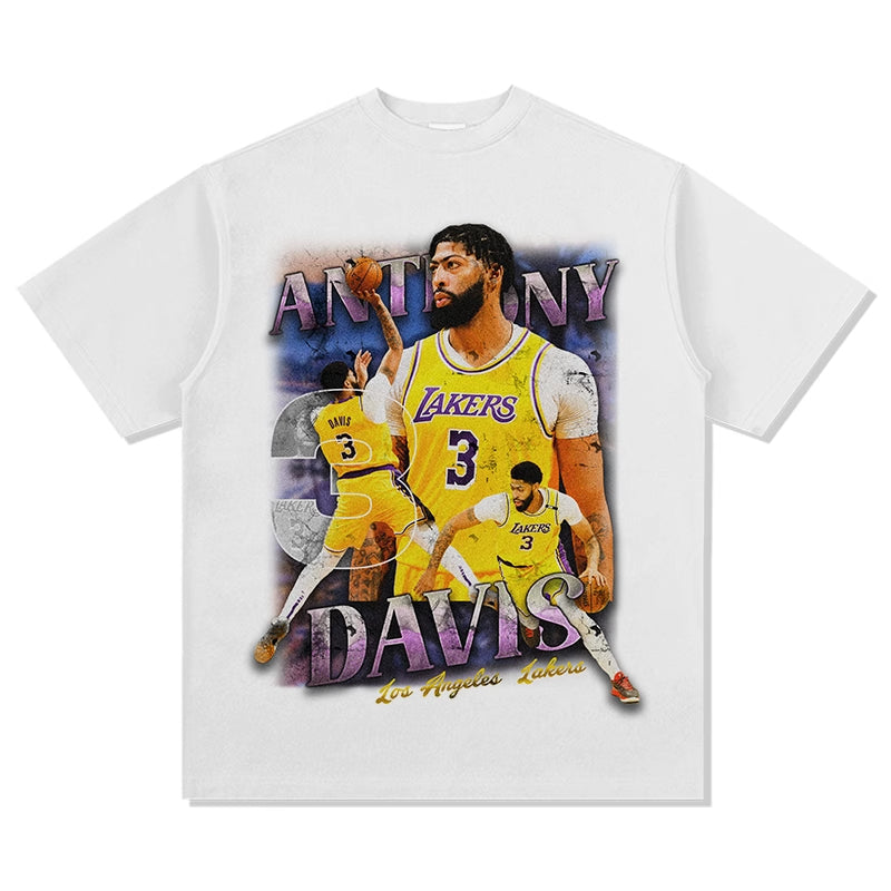 BC thick eyebrow brother Anthony Davis printed long-sleeved short-sleeved T-shirt retro washed heavy top