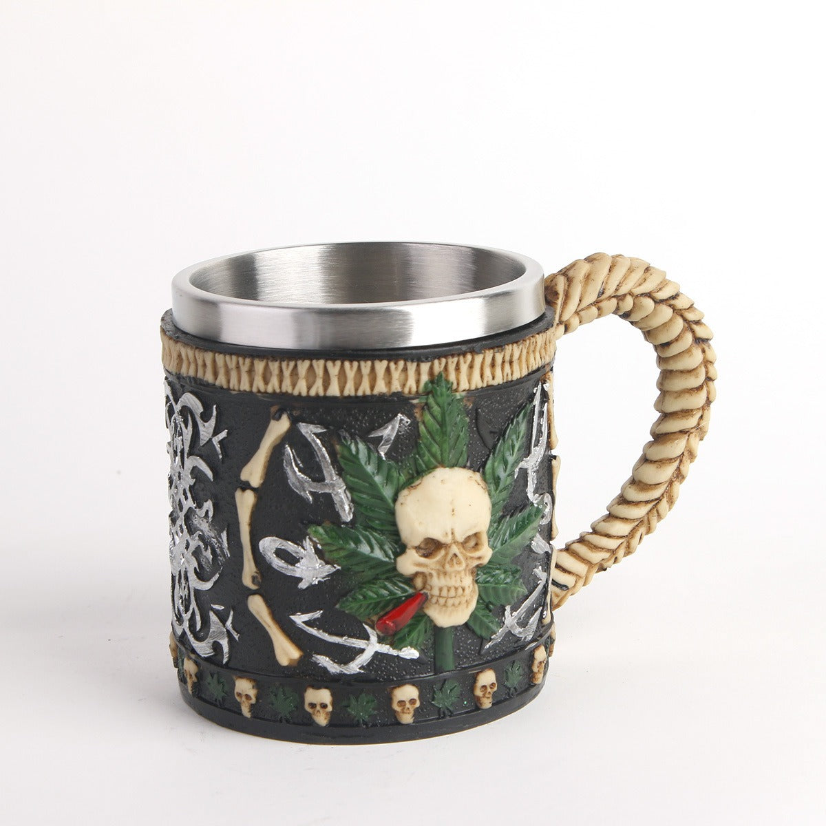 Mark beer mug stainless steel mug skull resin ornament