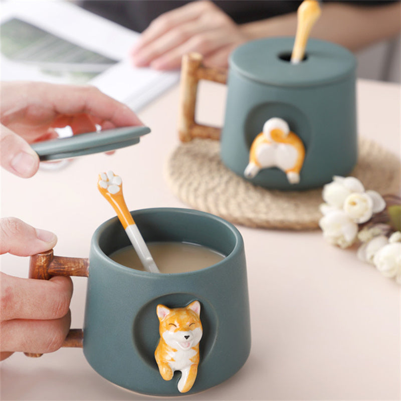 Tom Anime Creative Ceramic Mug Coffee Mug With Lid Spoon