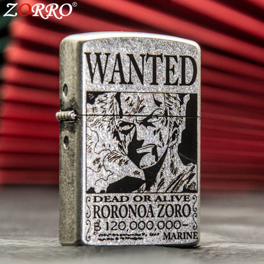 Tom Anime Zoro Ancient Silver Pirate King Zoro Kerosene Lighter