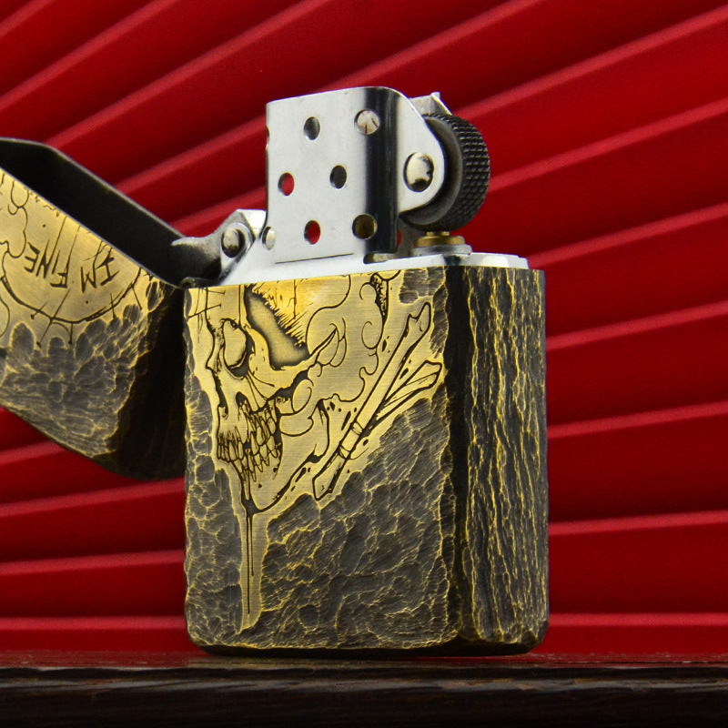 Tom Anime Zorro brass side skull kerosene lighter