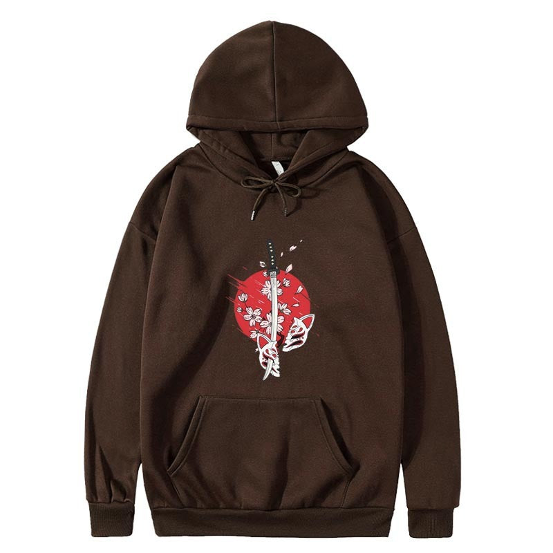 Cartoon anime samurai sword hat printed hoodie printed hoodie