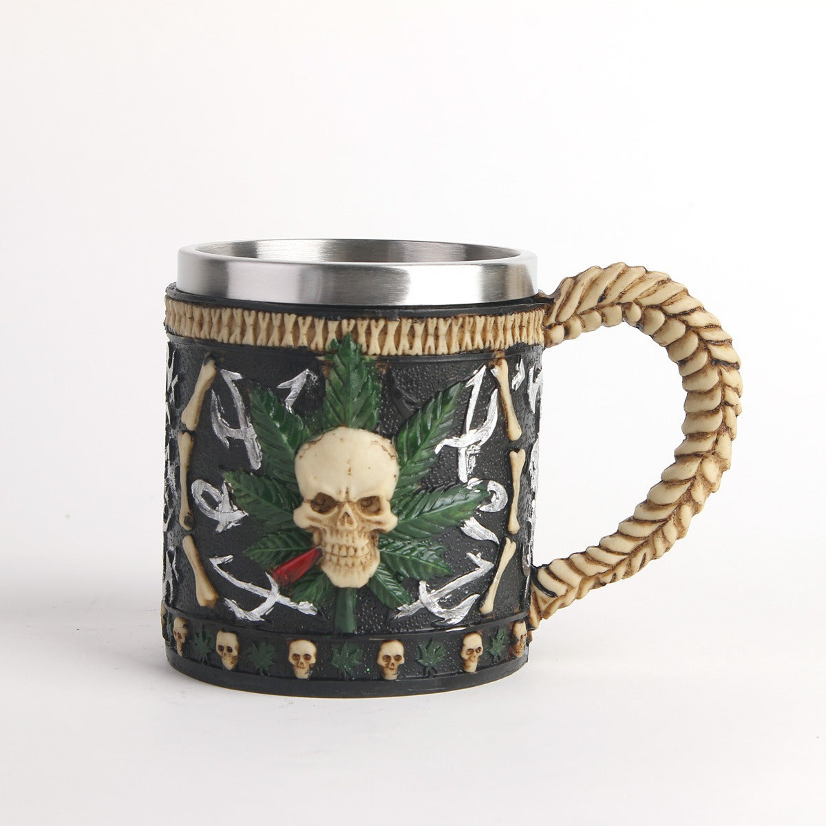 Mark beer mug stainless steel mug skull resin ornament