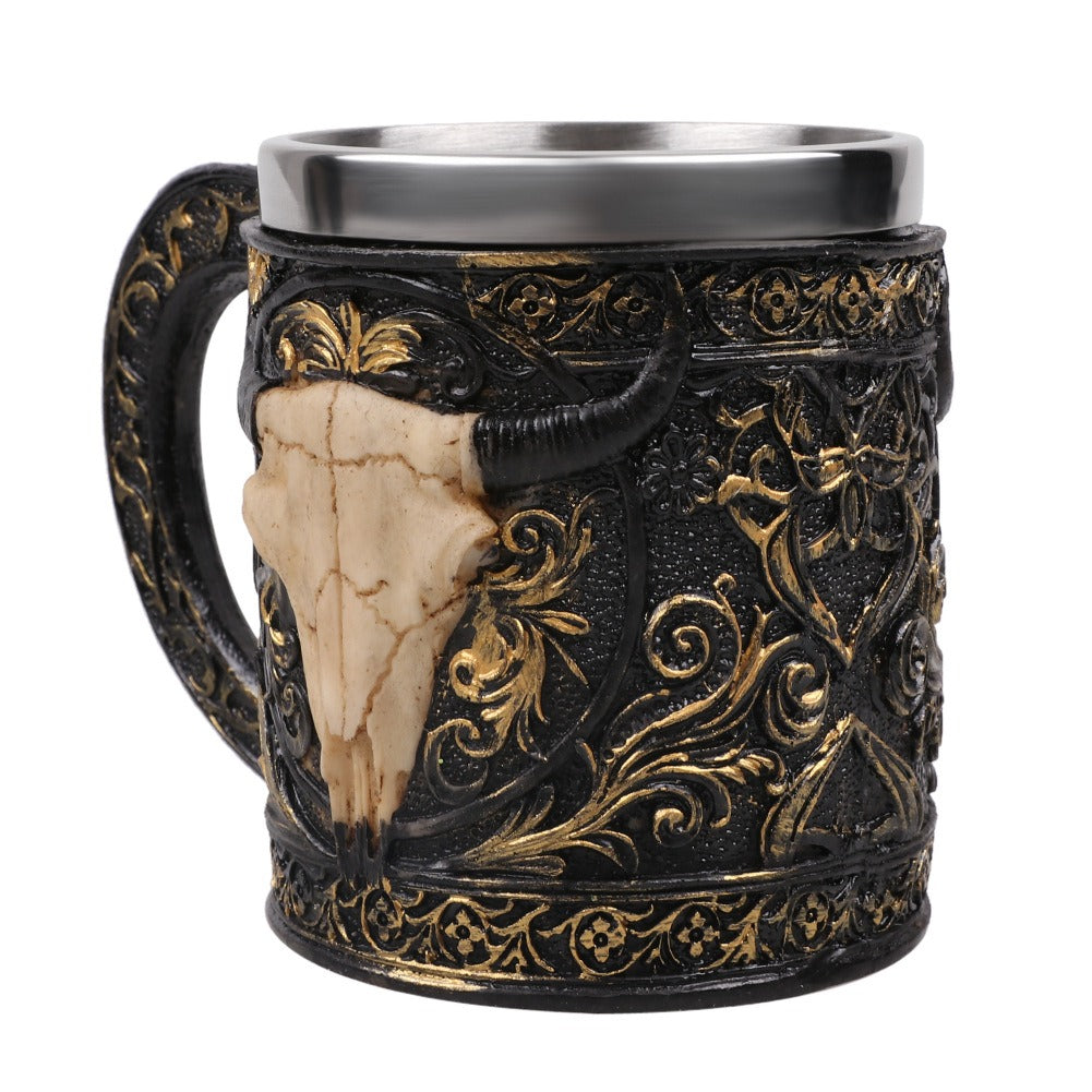 Bullbone mug resin stainless steel inner liner ornament