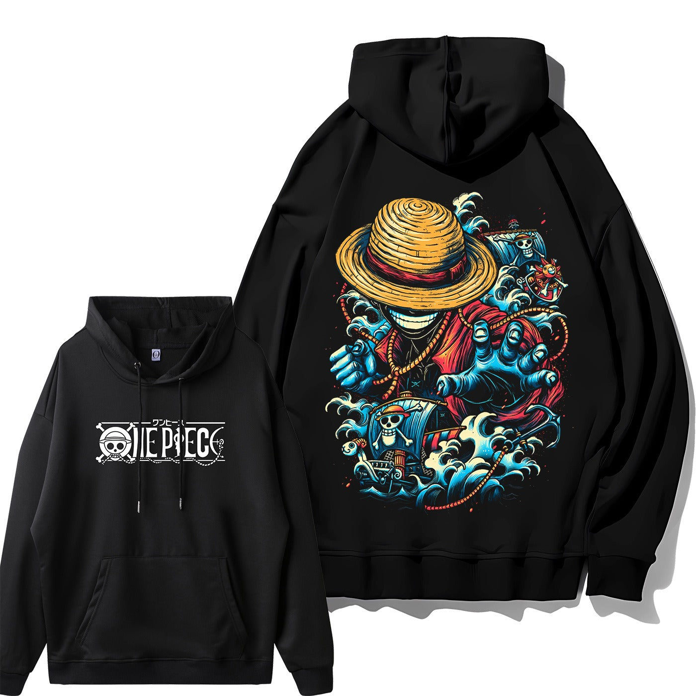 Second Day Marvel ONE PIECE Pirate Straw Hat Luffy Trendy Cool Loose Hooded Hoodie