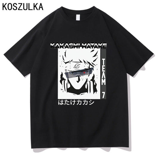 Anime new Naruto Kakashi pullover T-shirt cross-border thin men's and women's short sleeved T-shirt