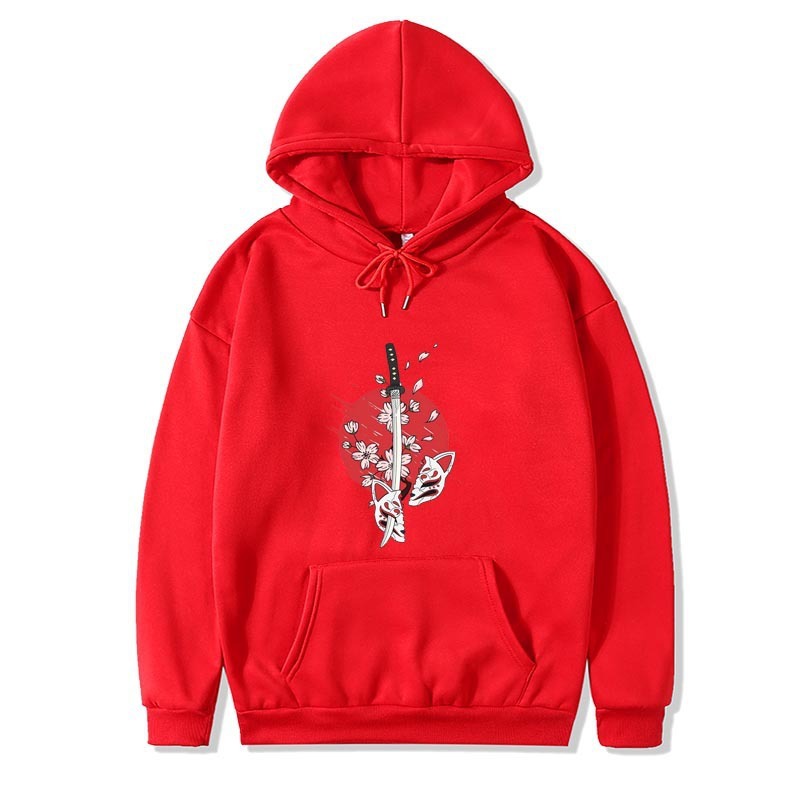 Cartoon anime samurai sword hat printed hoodie printed hoodie