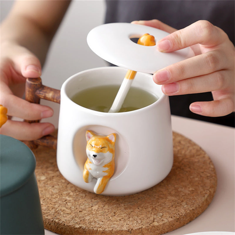 Tom Anime Creative Ceramic Mug Coffee Mug With Lid Spoon