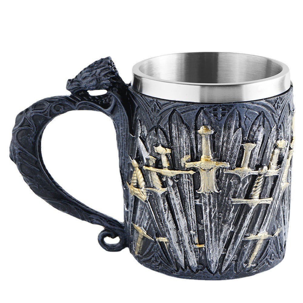 Western Sword Mug Personalized Beer Cup Stainless Steel Whiskey Cup