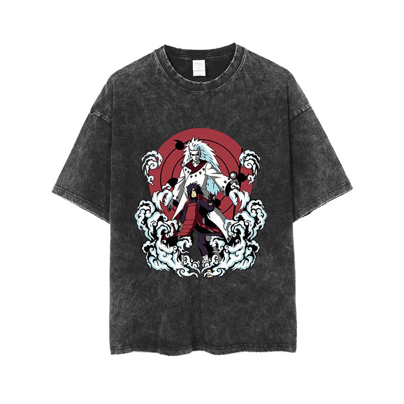 Anime Naruto T-shirt Uchiha Itachi Naruto Clothing Summer Loose Washed Old Casual Large Short Sleeves