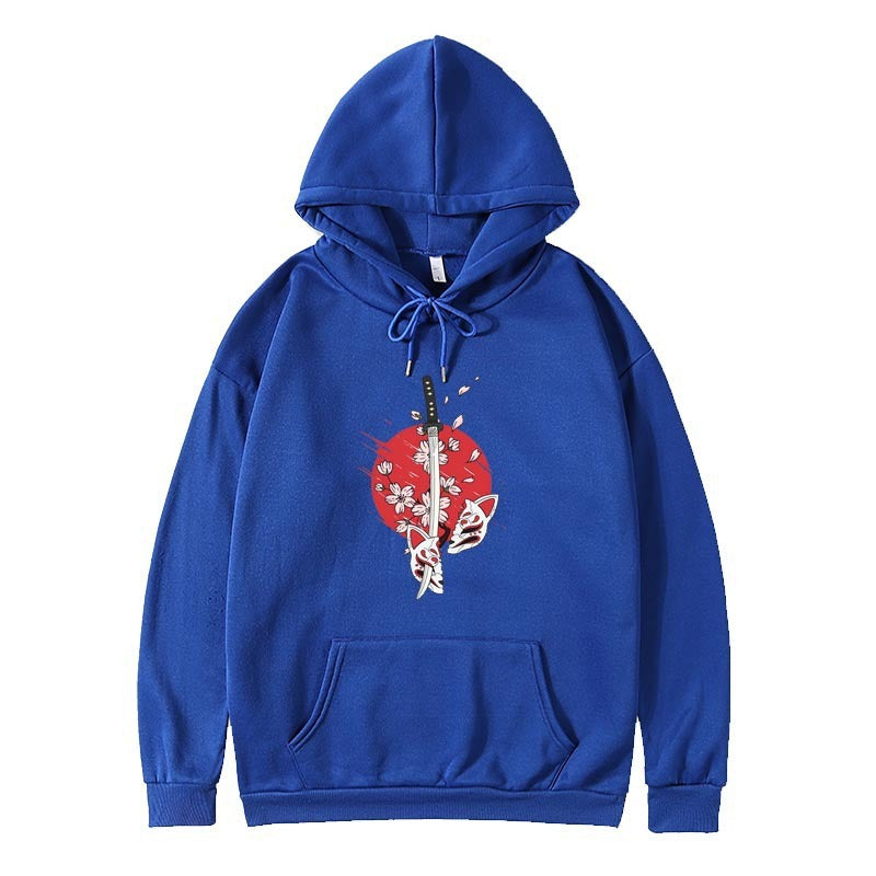 Cartoon anime samurai sword hat printed hoodie printed hoodie