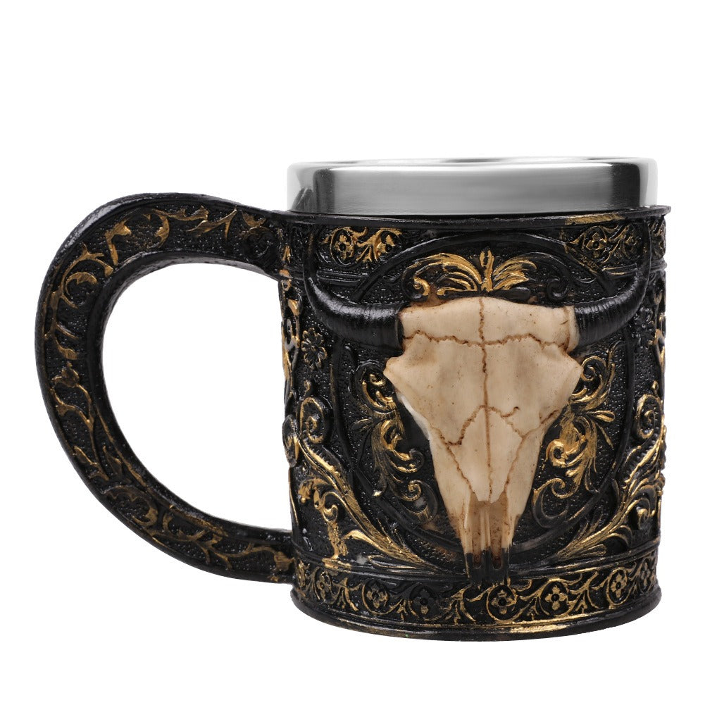 Bullbone mug resin stainless steel inner liner ornament