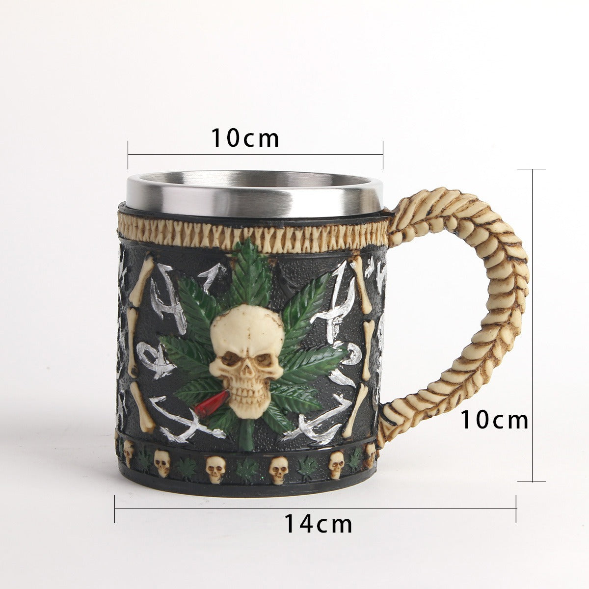 Mark beer mug stainless steel mug skull resin ornament