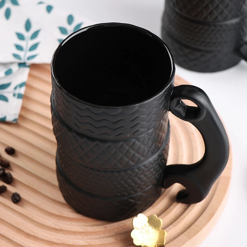 Tom Design Creative Ceramic Mug Tire Shape Mug Cup