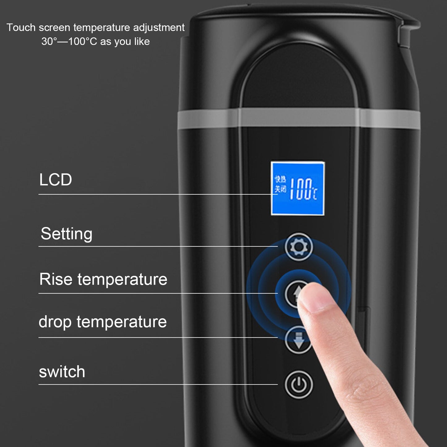 12V/24V 70W-100W Car Heating Cup 420ml Car Heated Smart Mug With Temperature Control Cigarette Lighter Car Kettle Water Heater