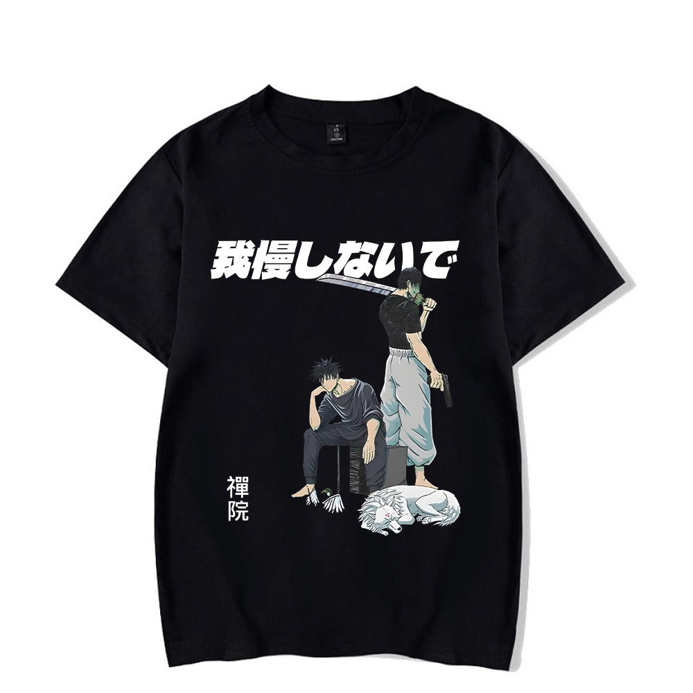 Harajuku Jujutsu Kaisen Anime Printed Streetwear Vintage Washed T-shirt Men