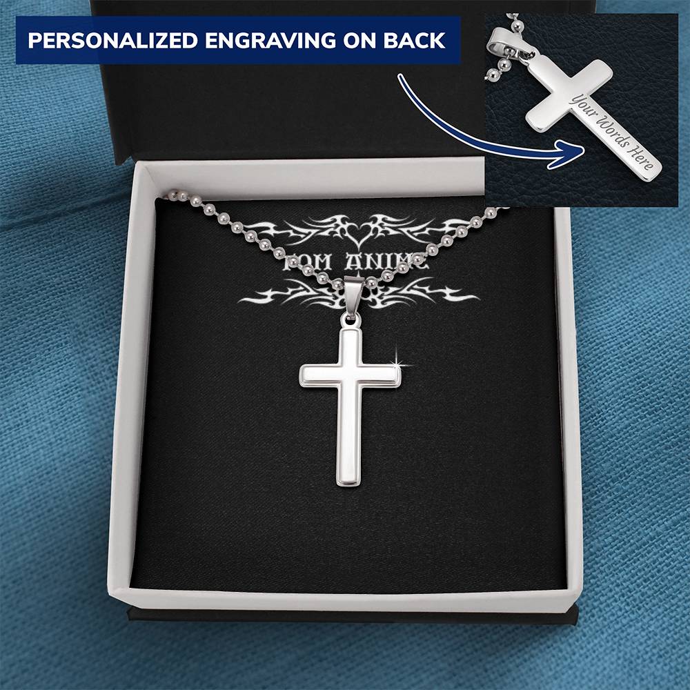 Tom Design Luxury Engraved Stainless Steel Cross Necklace ( You Name)