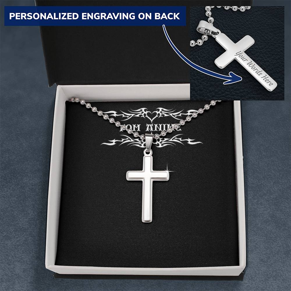 Tom Design Luxury Engraved Stainless Steel Cross Necklace ( You Name)