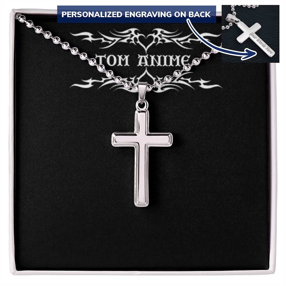 Tom Design Luxury Engraved Stainless Steel Cross Necklace ( You Name)