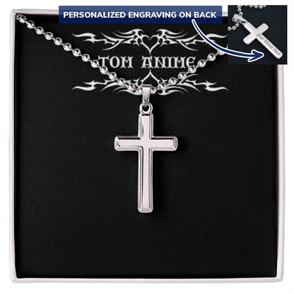 Tom Design Luxury Engraved Stainless Steel Cross Necklace ( You Name)