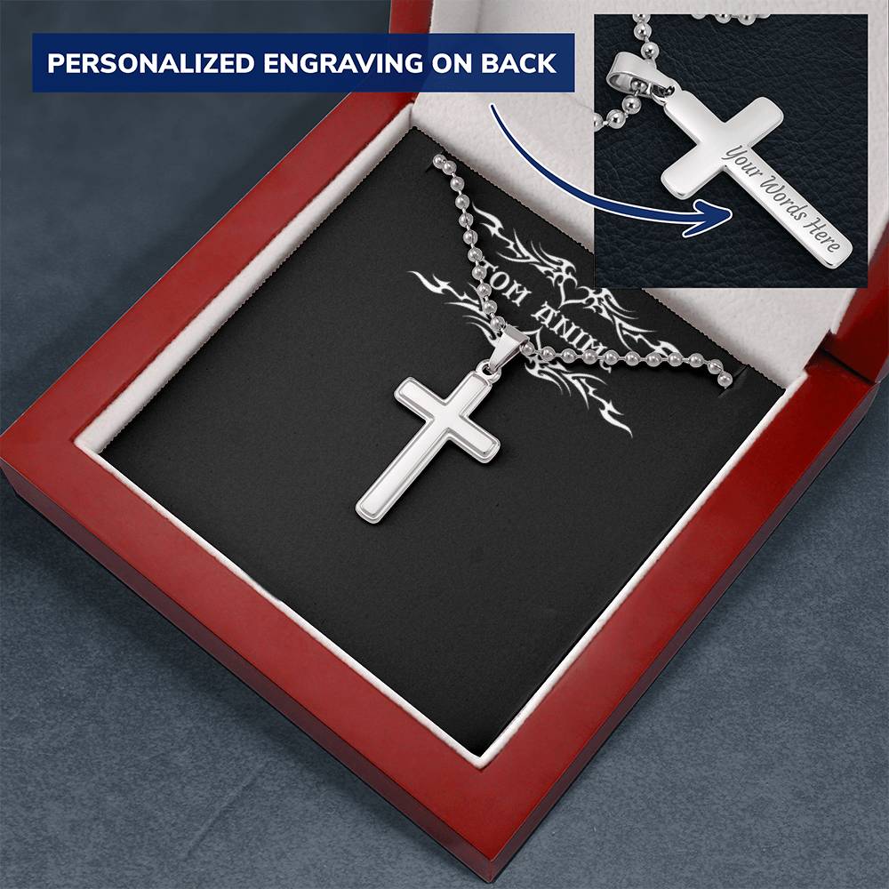 Tom Design Luxury Engraved Stainless Steel Cross Necklace ( You Name)