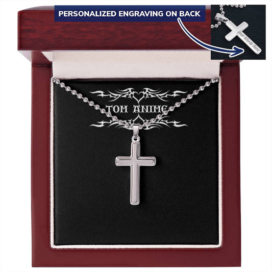 Tom Design Luxury Engraved Stainless Steel Cross Necklace ( You Name)