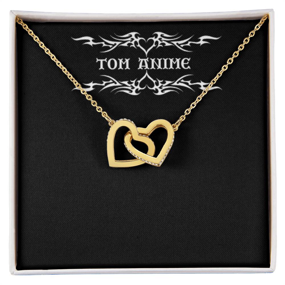 Tom Design Luxury Interlocking Hearts Necklace (Yellow & White Gold Variants)