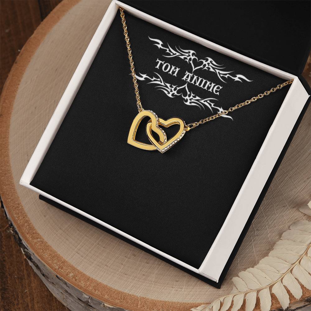 Tom Design Luxury Interlocking Hearts Necklace (Yellow & White Gold Variants)