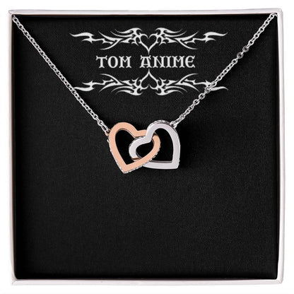 Tom Design Luxury Interlocking Hearts Necklace (Yellow & White Gold Variants)