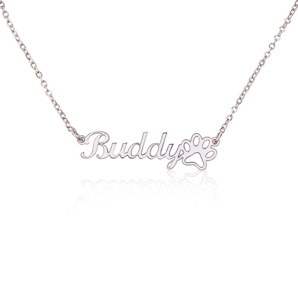 Tom Design Luxury Non-Message Card Paw Print Name Necklace