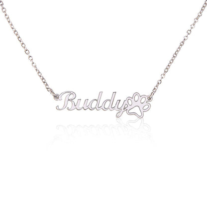 Tom Design Luxury Non-Message Card Paw Print Name Necklace