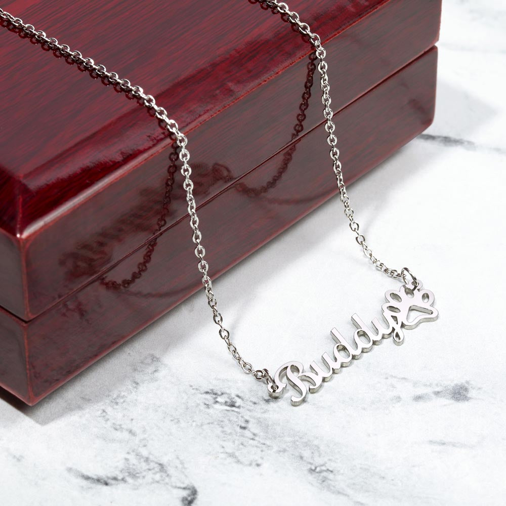 Tom Design Luxury Non-Message Card Paw Print Name Necklace