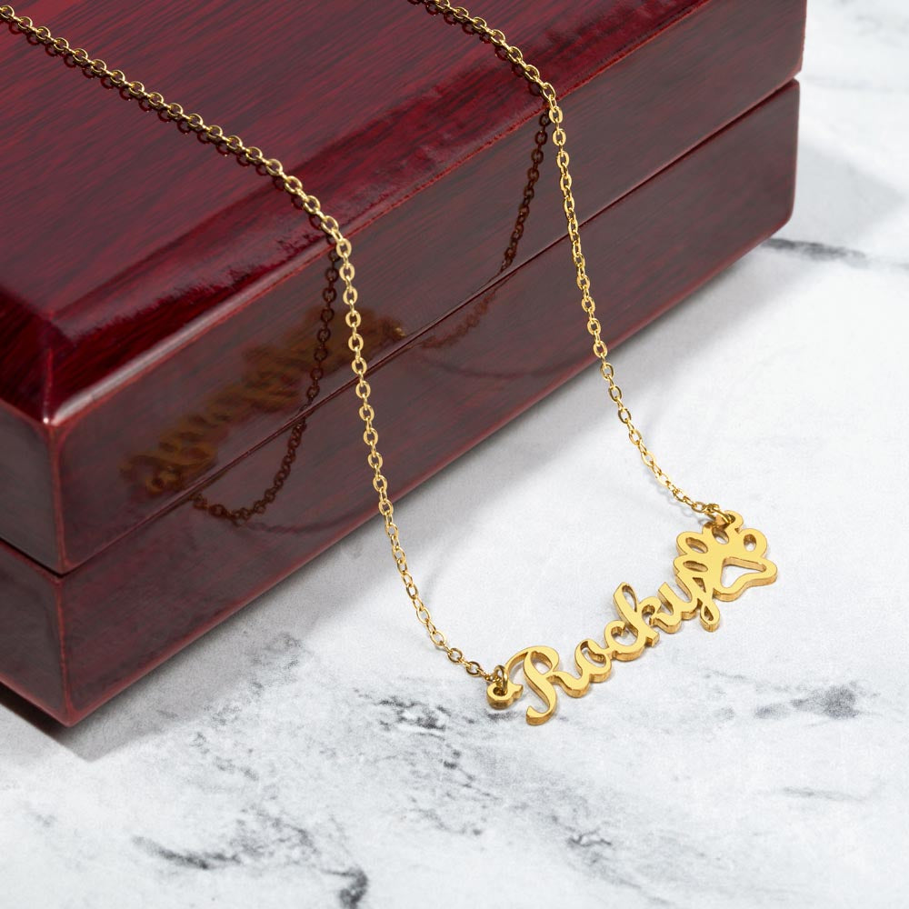 Tom Design Luxury Non-Message Card Paw Print Name Necklace